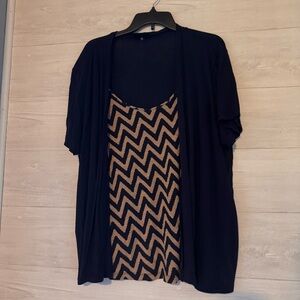 Modern Attraction Women's Beige Black Blouse 2X